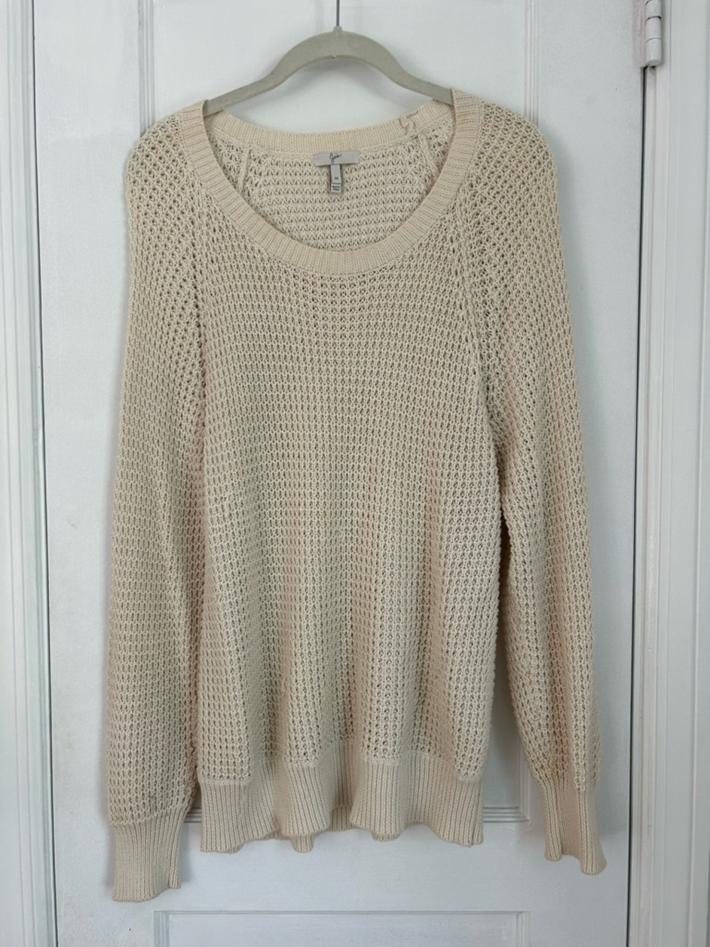 Joie Cream Open-Knit Crewneck Sweater Size M